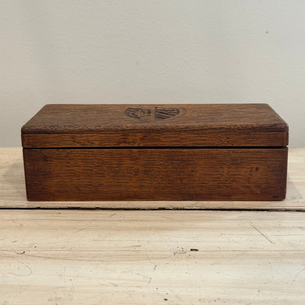 Vintage Carved Oak Heraldic Box
