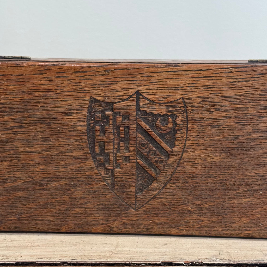 Vintage Carved Oak Heraldic Box