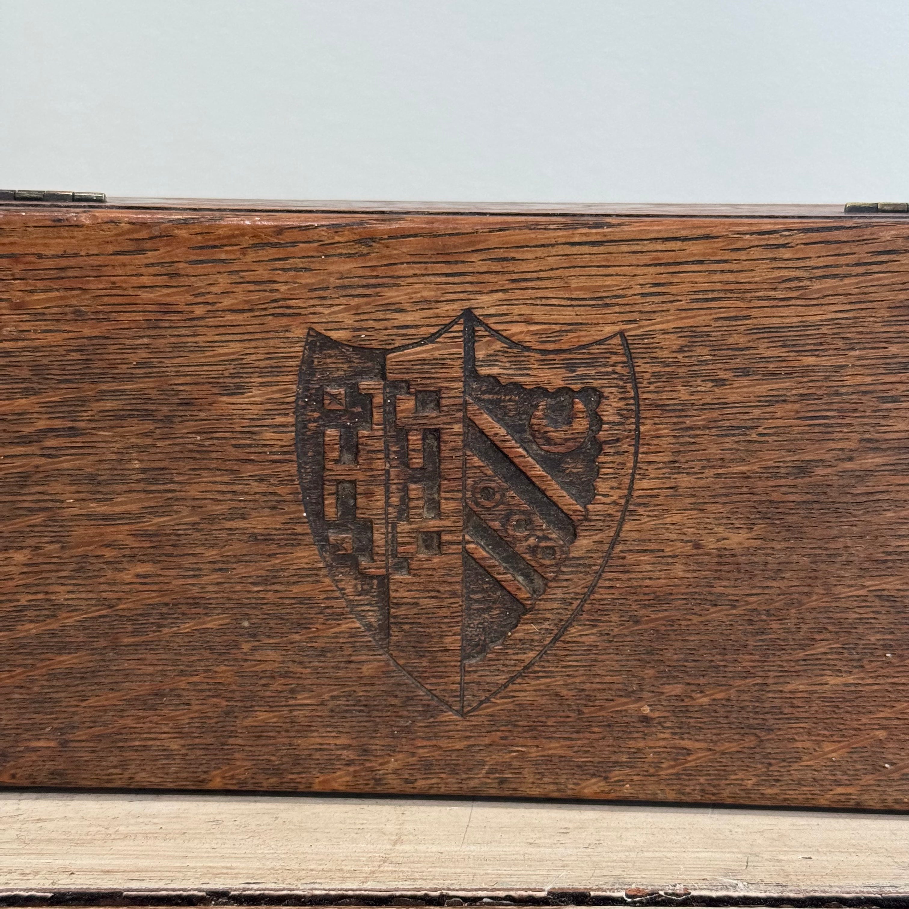 Vintage Carved Oak Heraldic Box