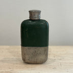 English Pewter & Leather Hip Flask