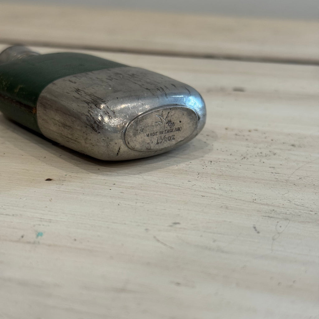 English Pewter & Leather Hip Flask