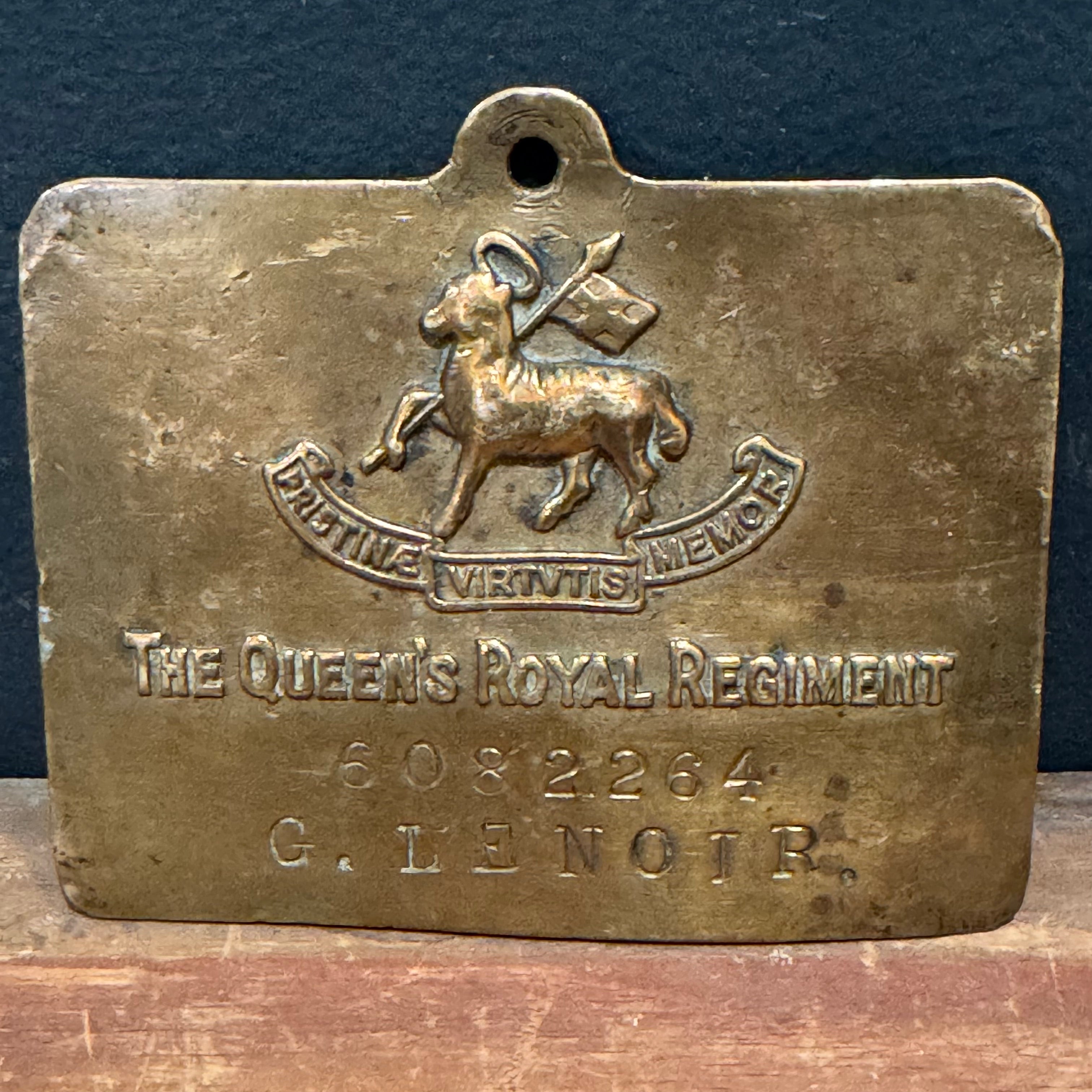 British Military Brass Duty Plaque – Queen’s Royal Regiment