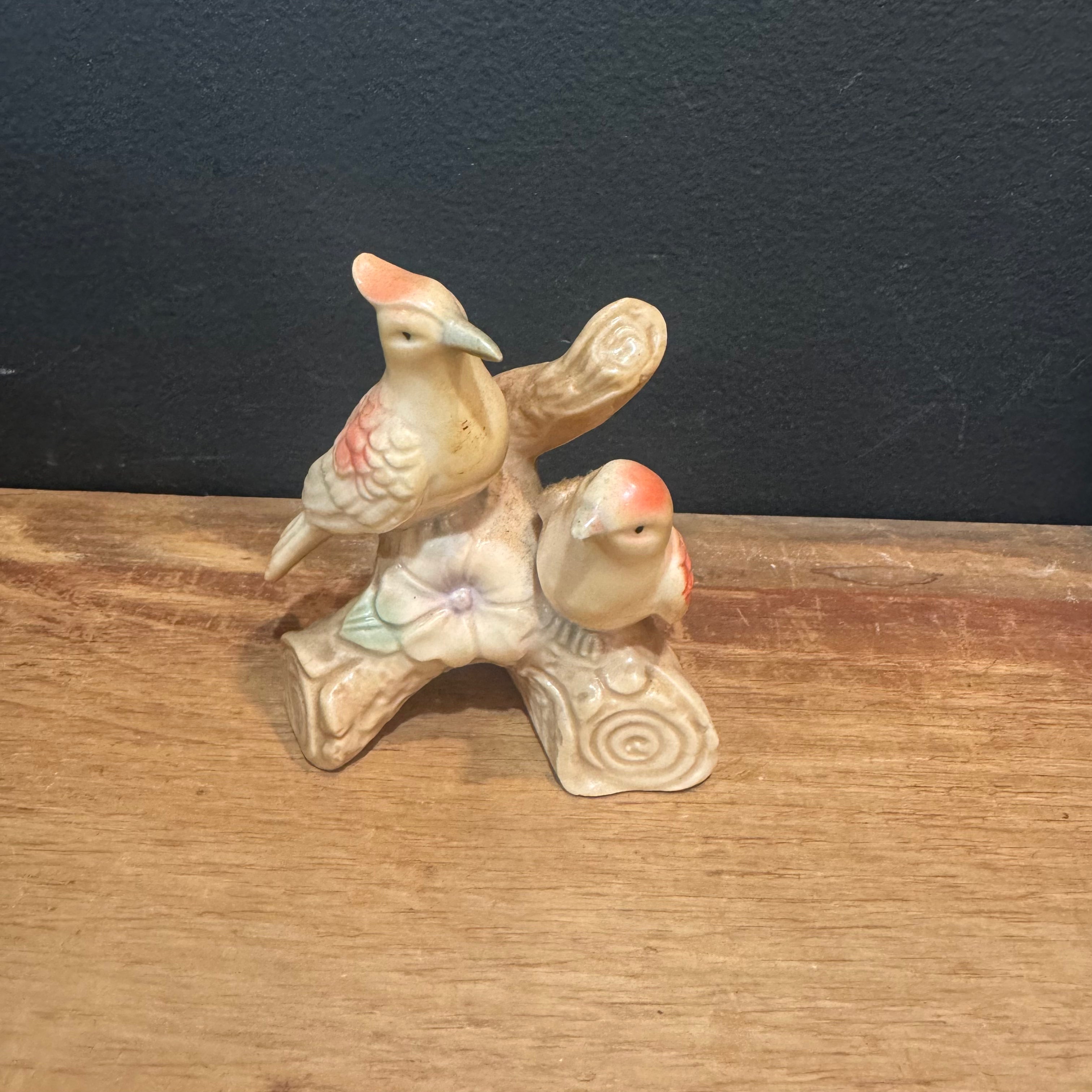 Vintage Ceramic Bird Pair on Branch