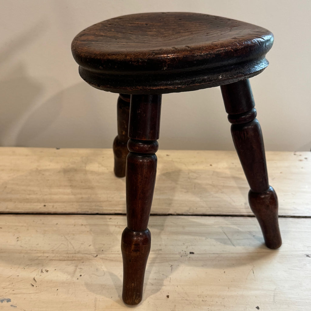 Antique English Elm Three-Legged Stool