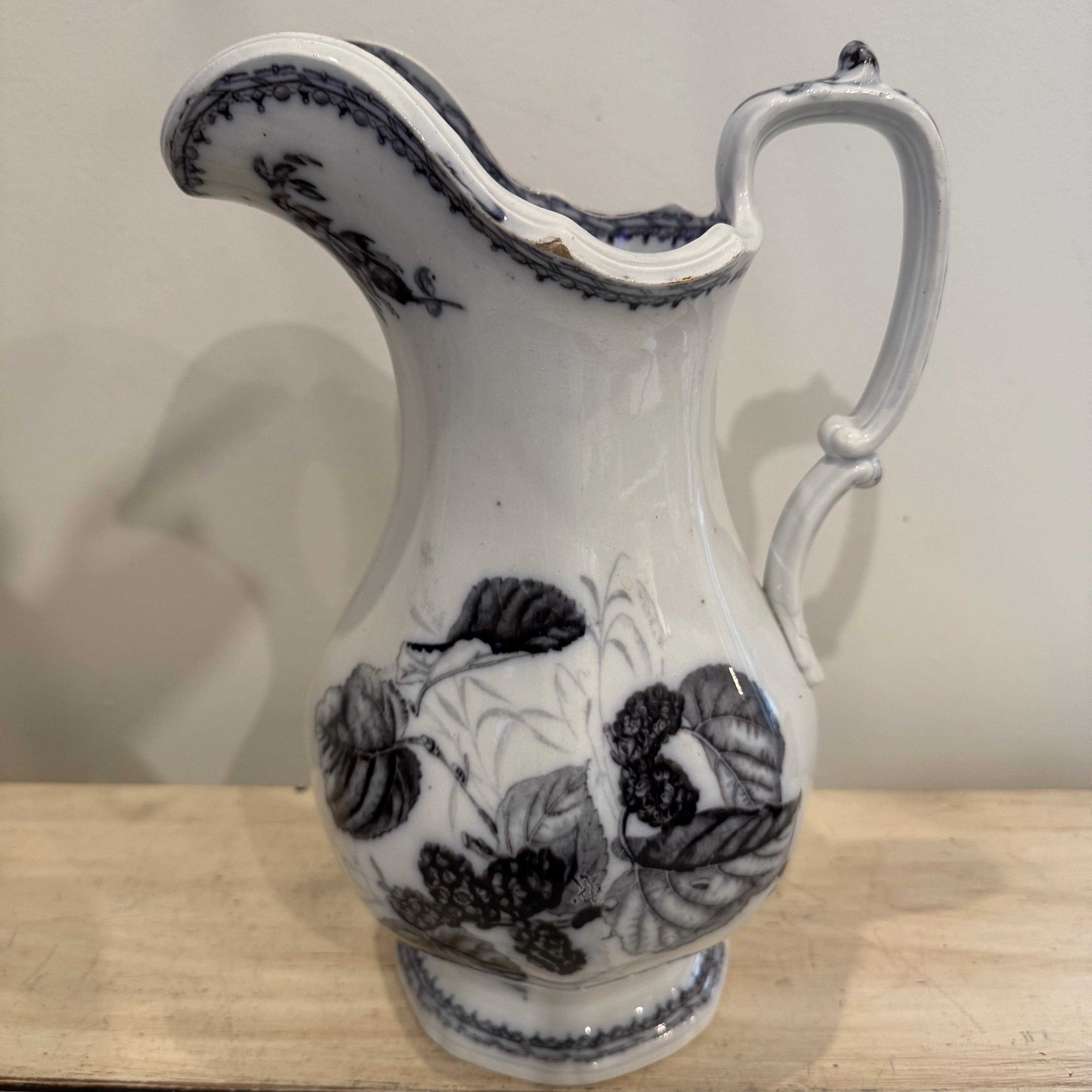 English Mulberry Transferware Pitcher