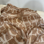 Jaeger Silk Scarf in Taupe and Cream Letter Motif