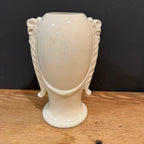 Vintage Ivory Floral Vase with Ribbon Detail Pair