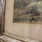 English Pastoral Landscape Print In Silvered Frame