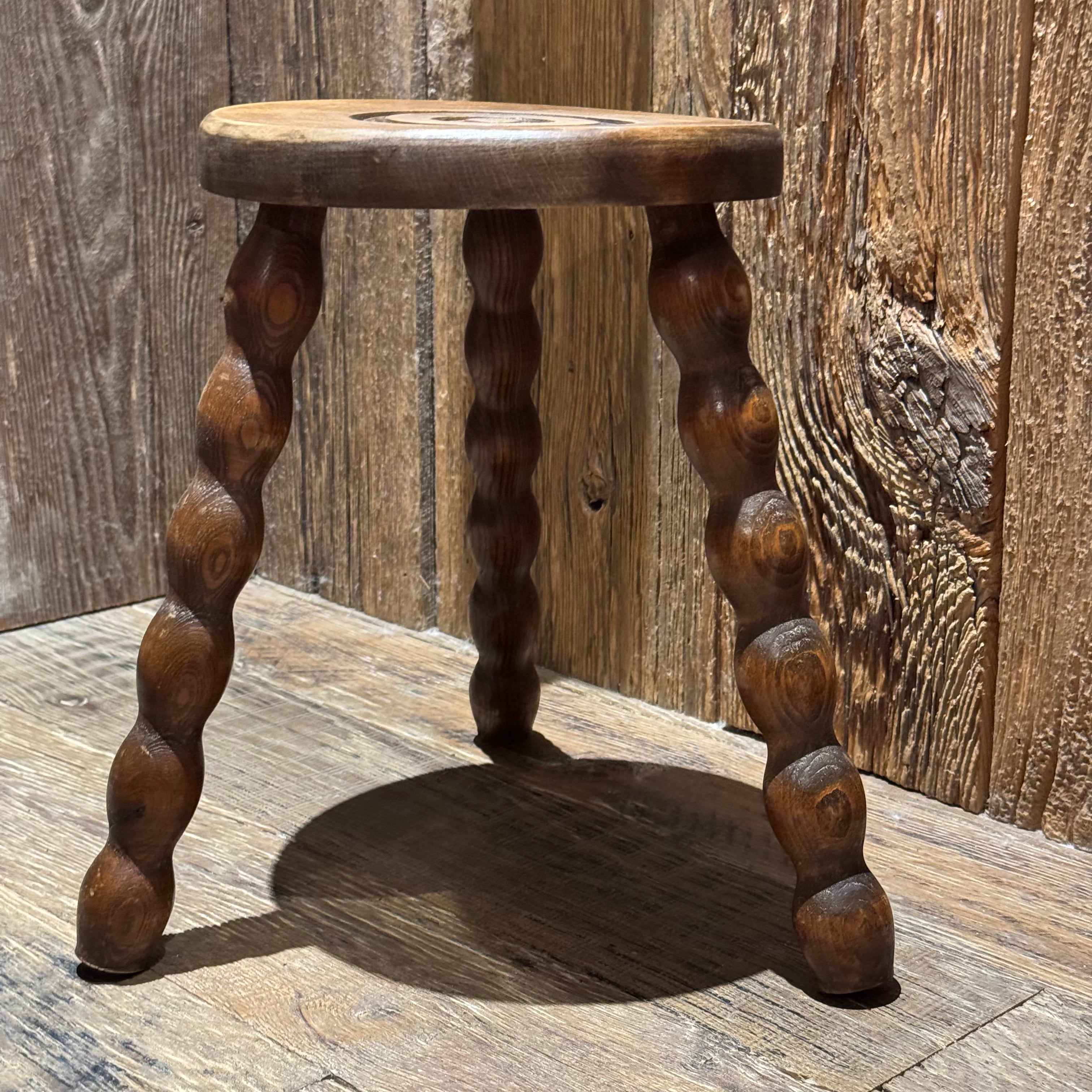 French Bobbin-Leg Wooden Stool