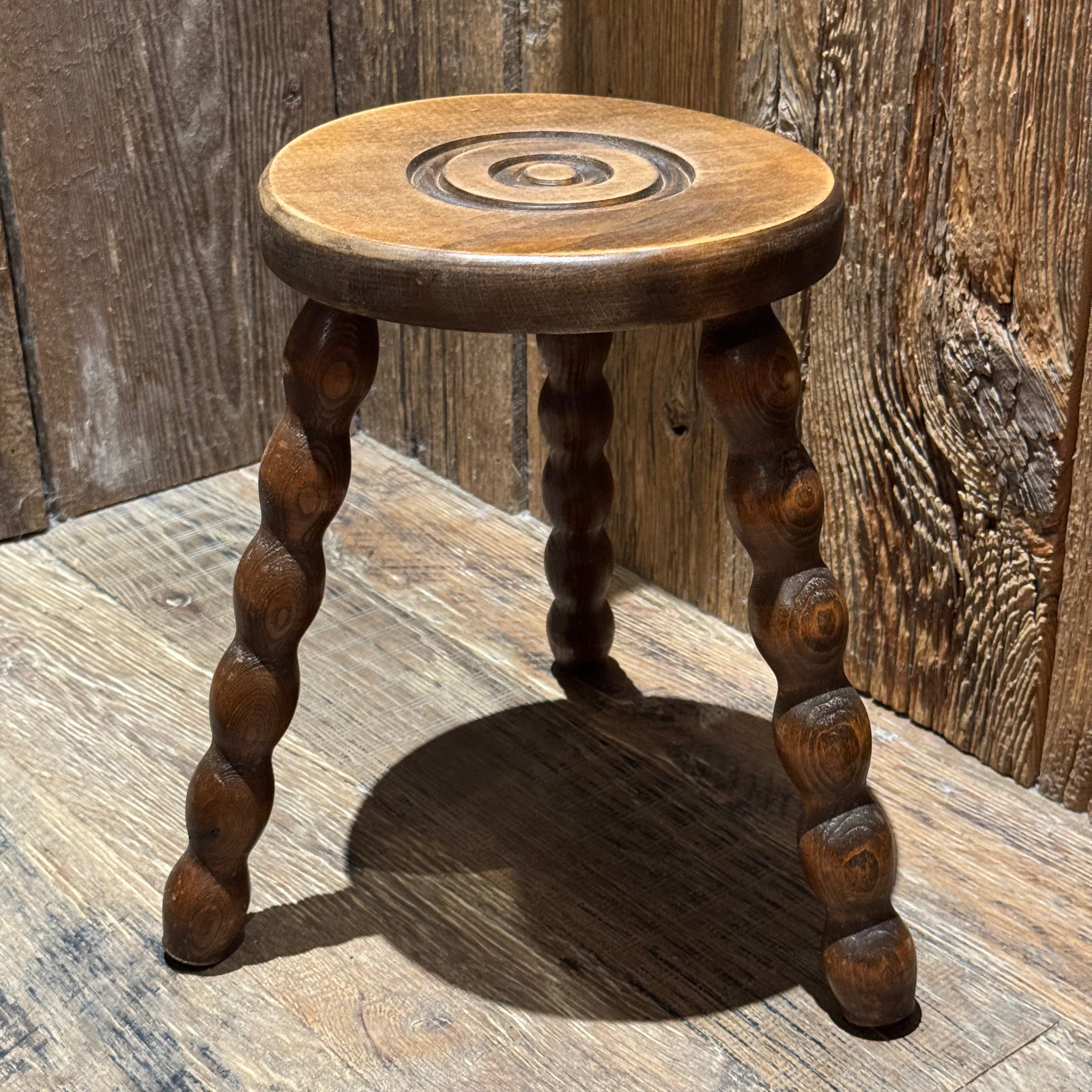 French Bobbin-Leg Wooden Stool