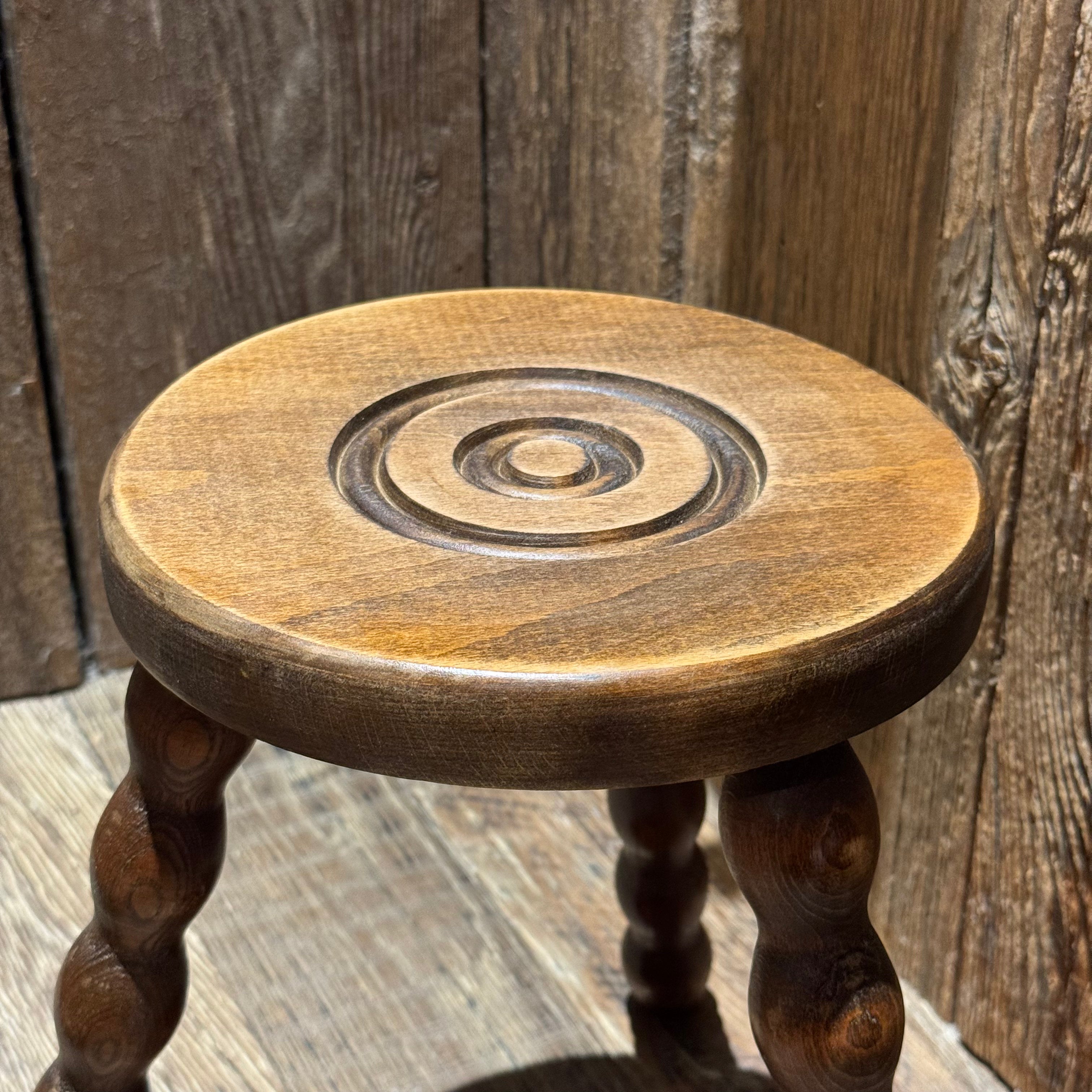 French Bobbin-Leg Wooden Stool
