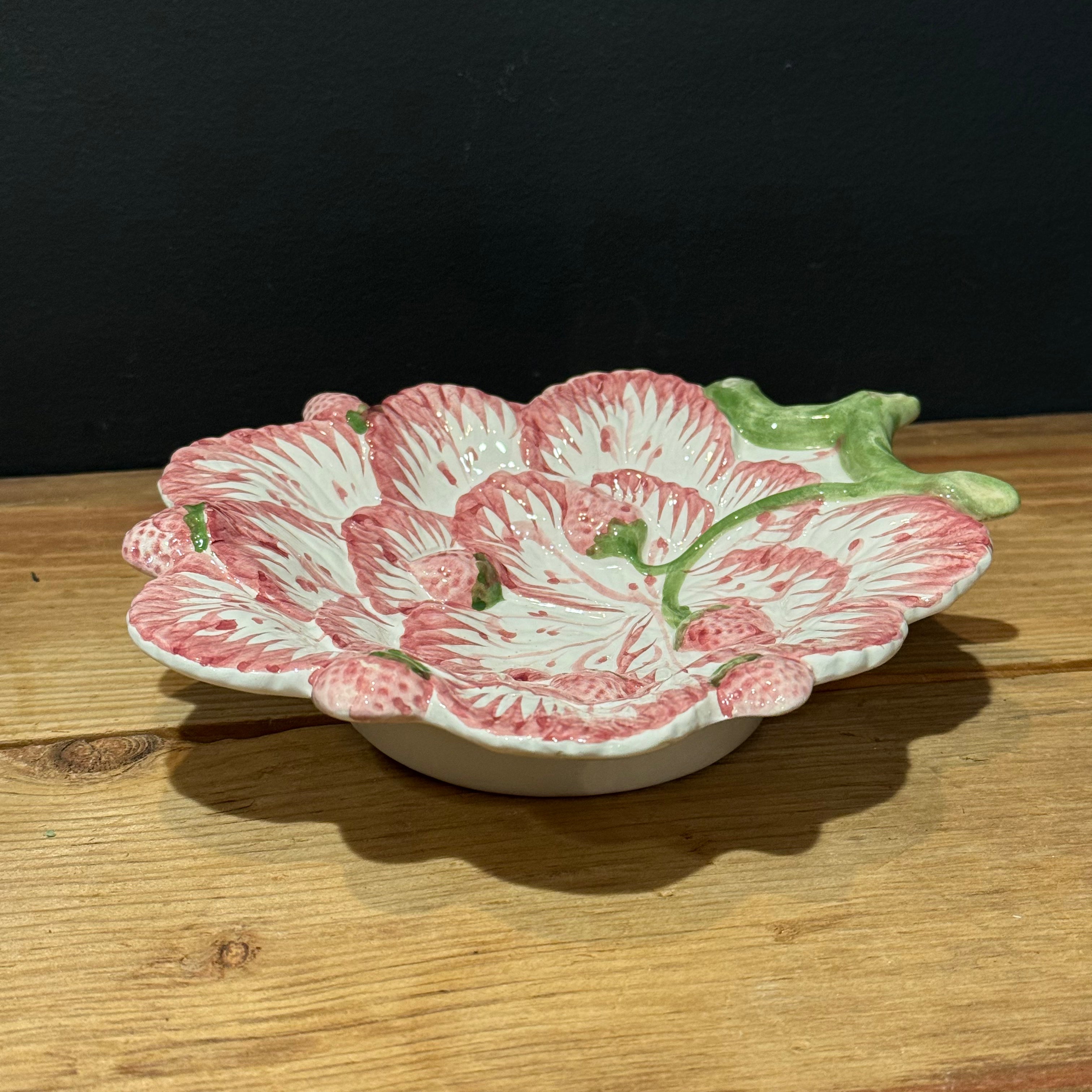 Hand-Painted Strawberry Serving Bowl from Portugal