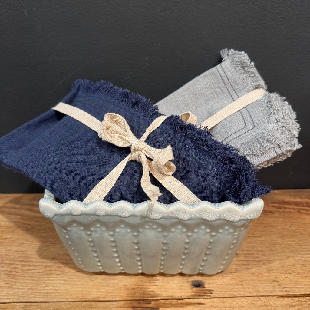 Linen Blend Napkins w/ Fringe, Navy