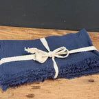 Linen Blend Napkins w/ Fringe, Navy