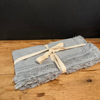 Linen Blend Napkins w/ Fringe,  Grey Blue