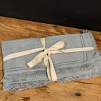 Linen Blend Napkins w/ Fringe,  Grey Blue