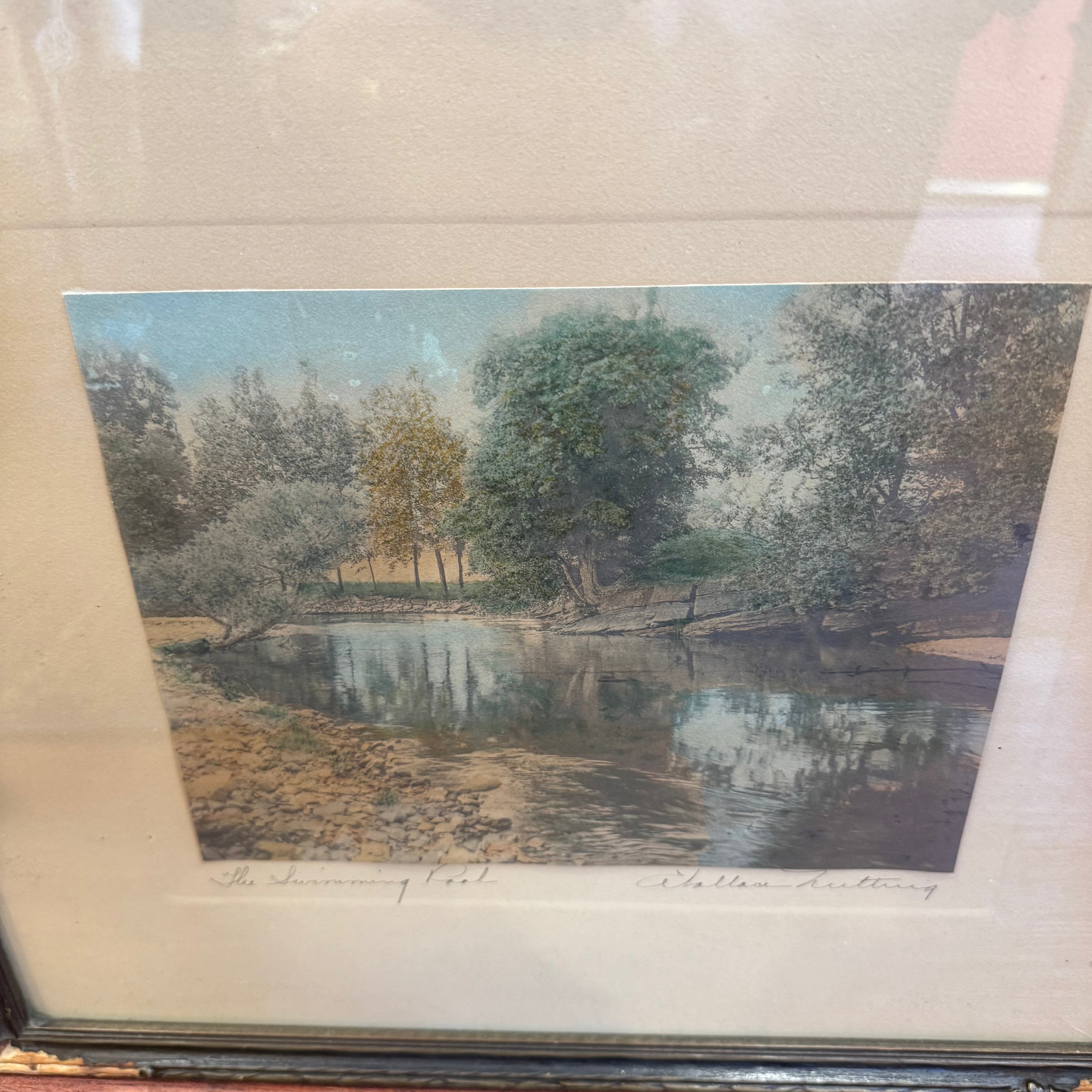 Wallace Nutting “The Swimming Pool” Hand-Colored Print