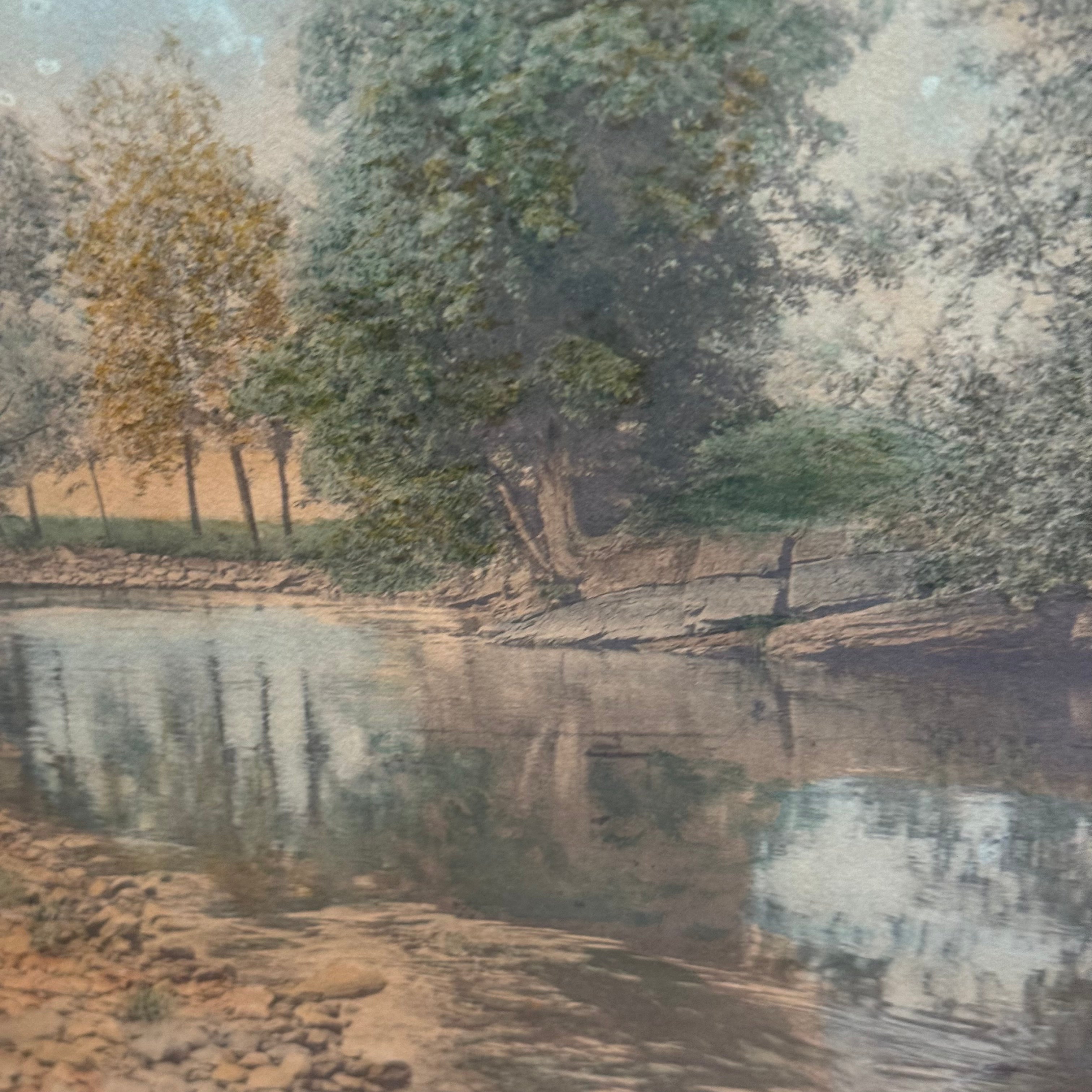 Wallace Nutting “The Swimming Pool” Hand-Colored Print