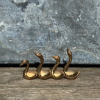 Vintage Brass Swan Family