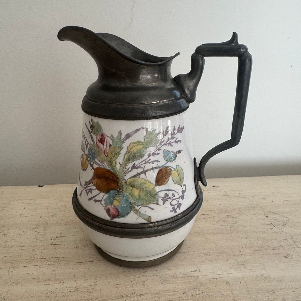 Sweet Floral & Pewter Pitcher