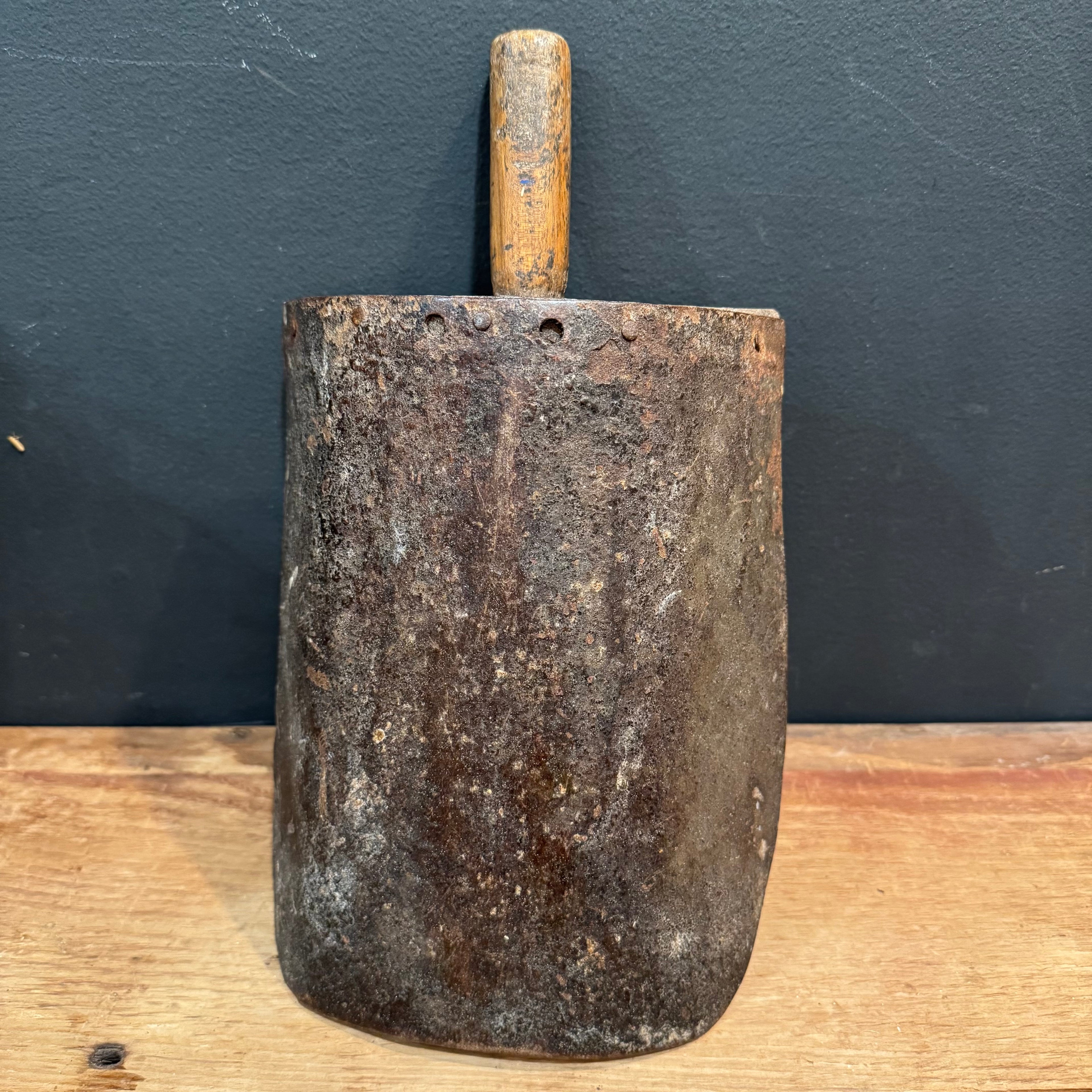 Antique Wood-Backed Grain Scoop