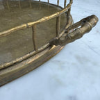 Vintage Brass Faux Bamboo Serving Tray