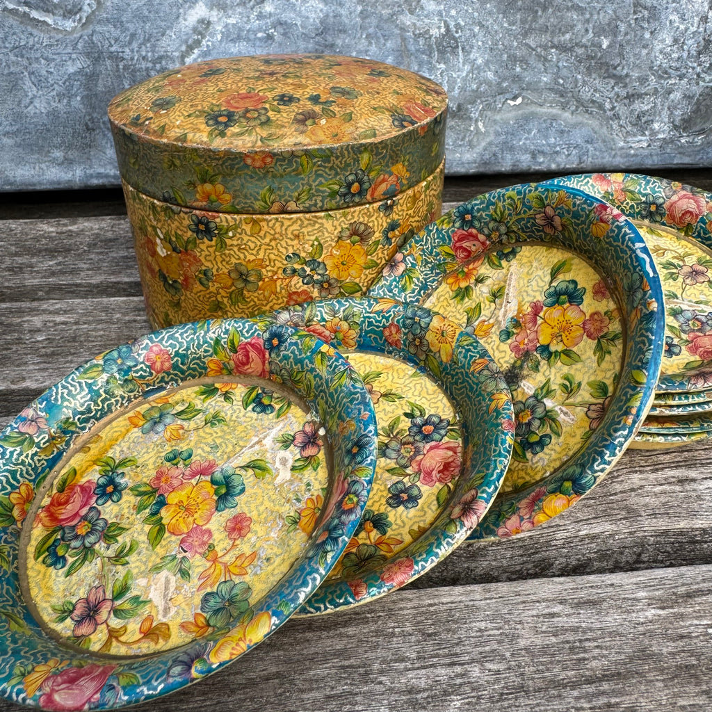 Vintage Japanese Floral Coaster Set