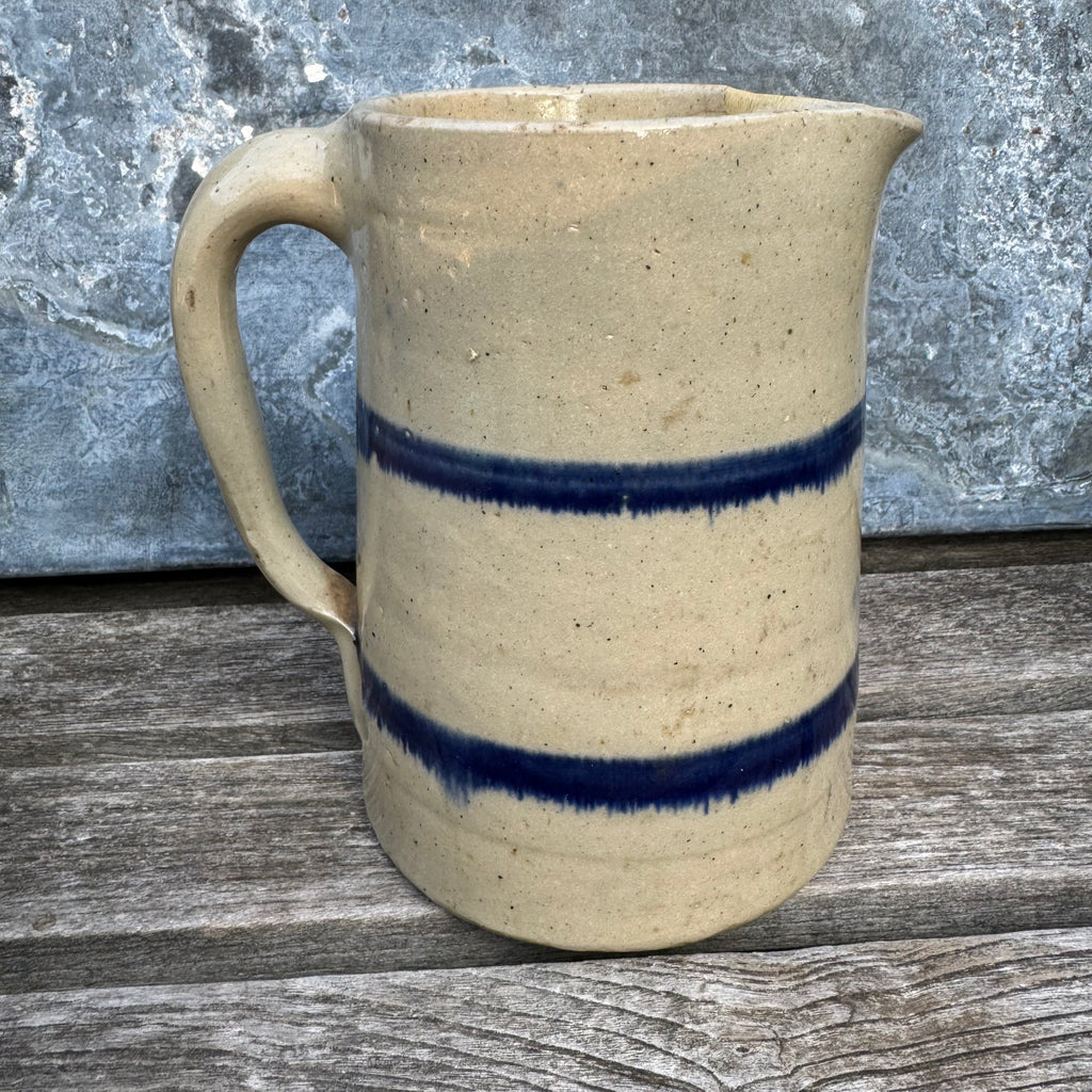 Blue-Banded Stoneware Pitcher