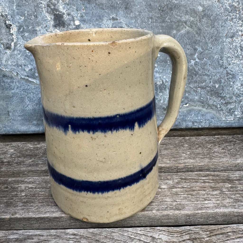 Blue-Banded Stoneware Pitcher