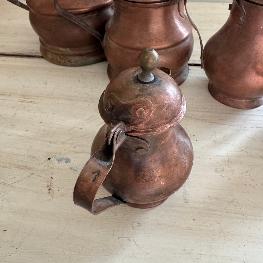 Graduated Copper Coffee Pot Collection, Set of Five