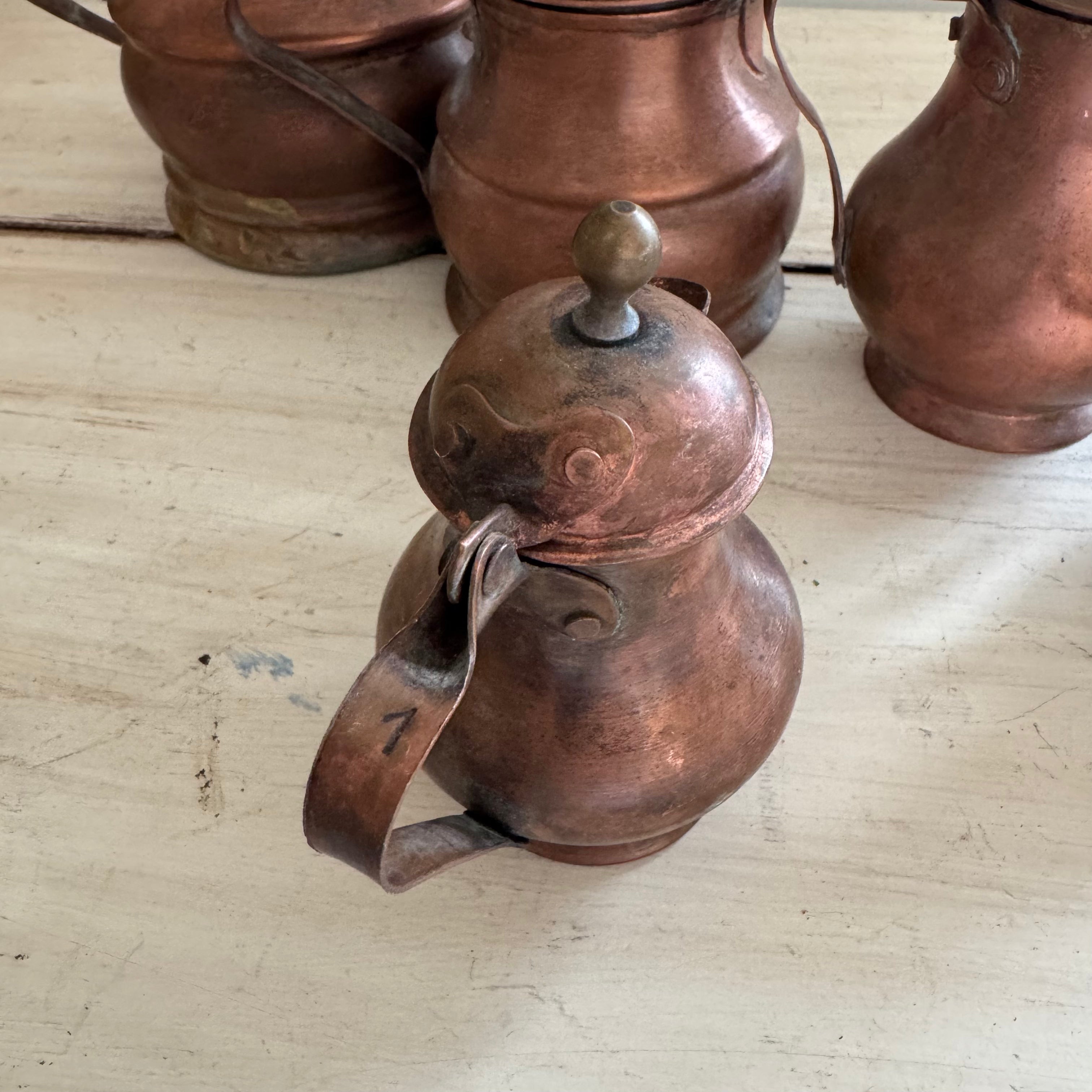 Graduated Copper Coffee Pot Collection, Set of Five