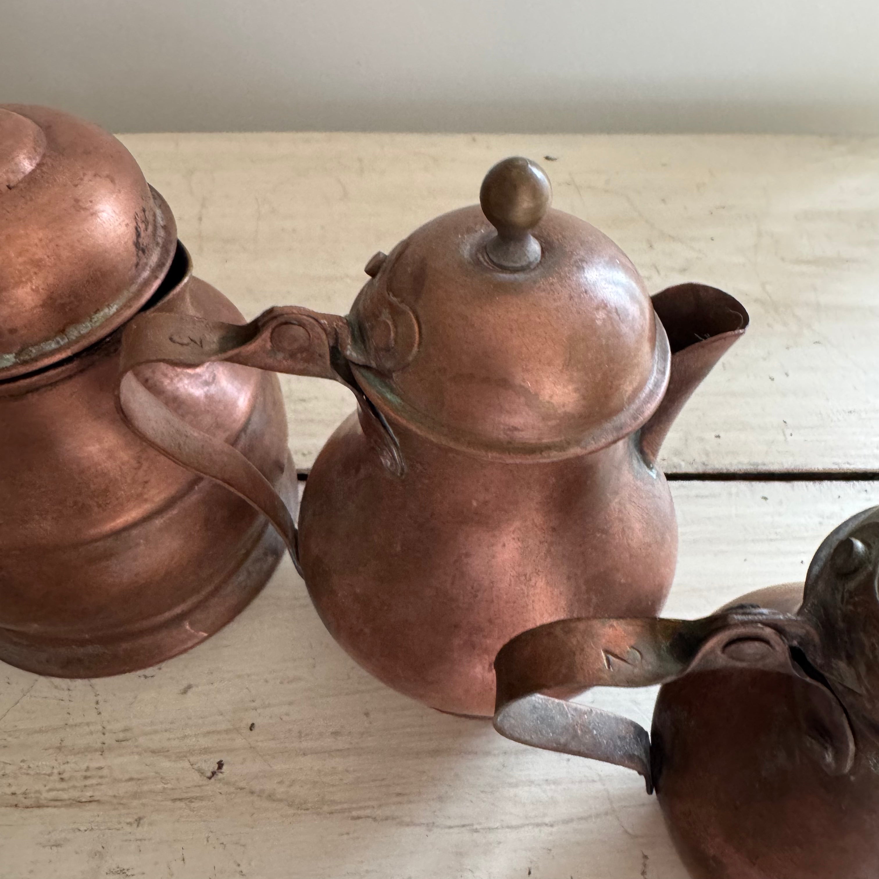 Graduated Copper Coffee Pot Collection, Set of Five