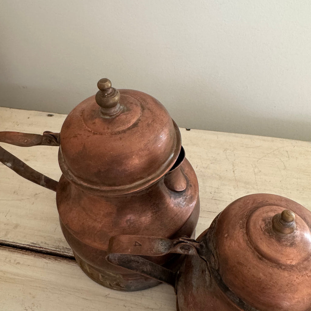 Graduated Copper Coffee Pot Collection, Set of Five