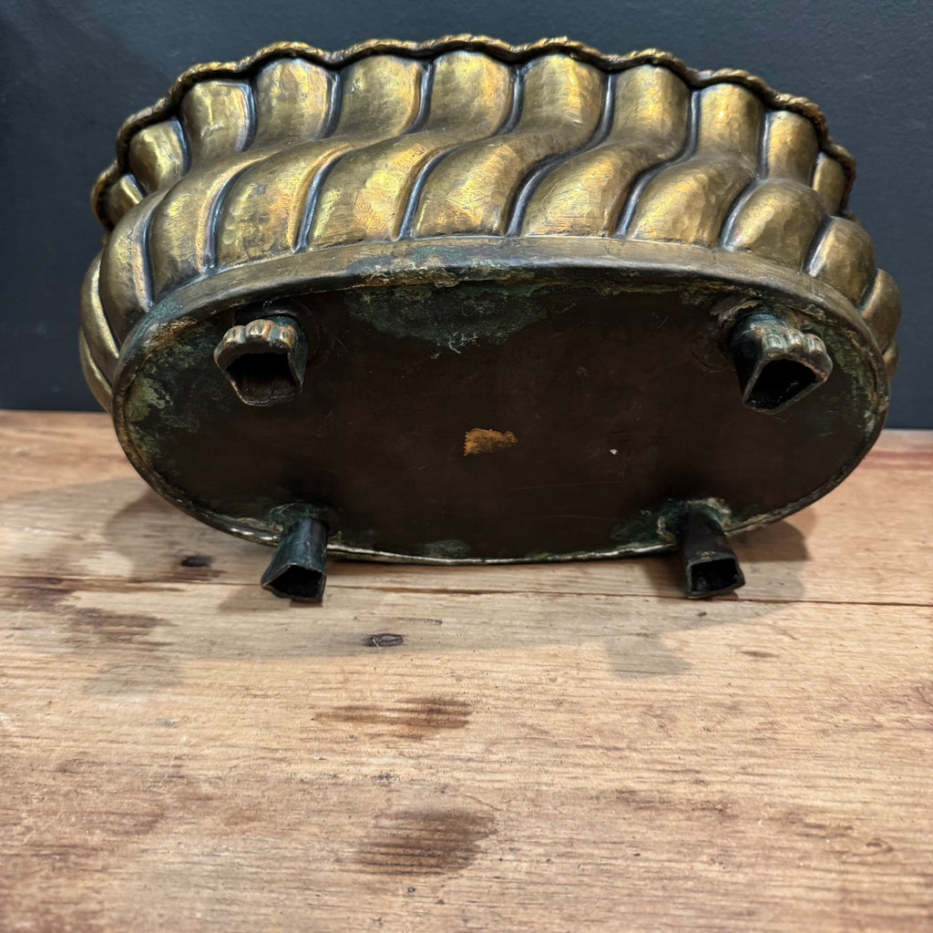 Vintage Brass Jardinière with Paw Feet