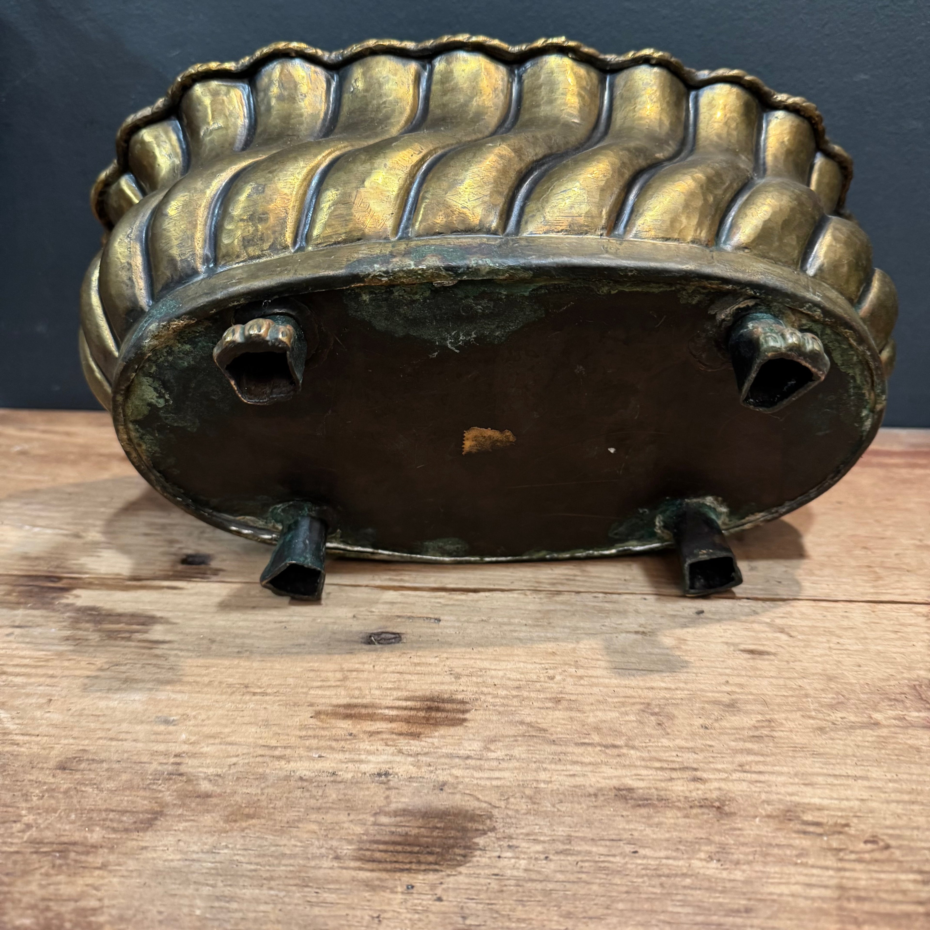 Vintage Brass Jardinière with Paw Feet