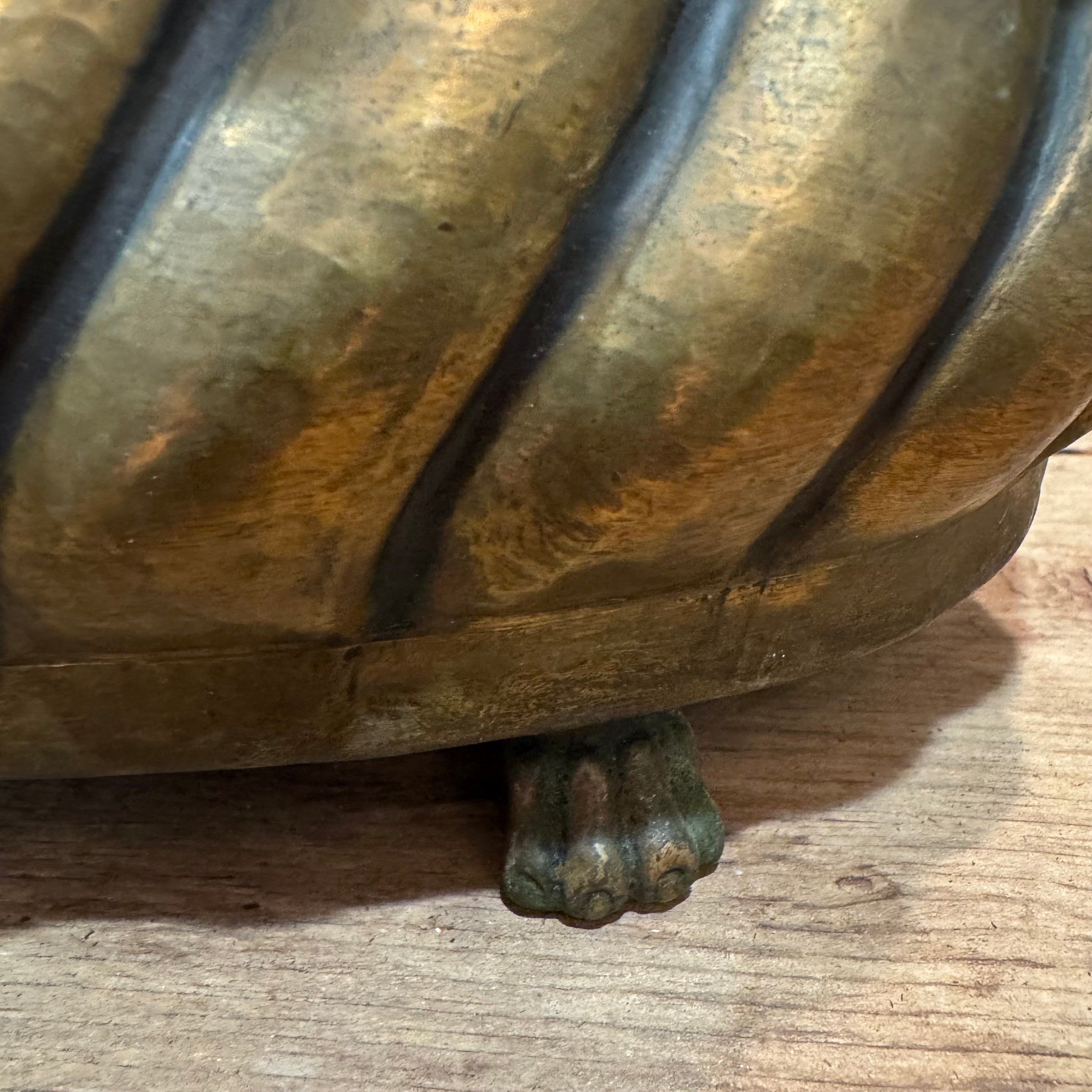 Vintage Brass Jardinière with Paw Feet