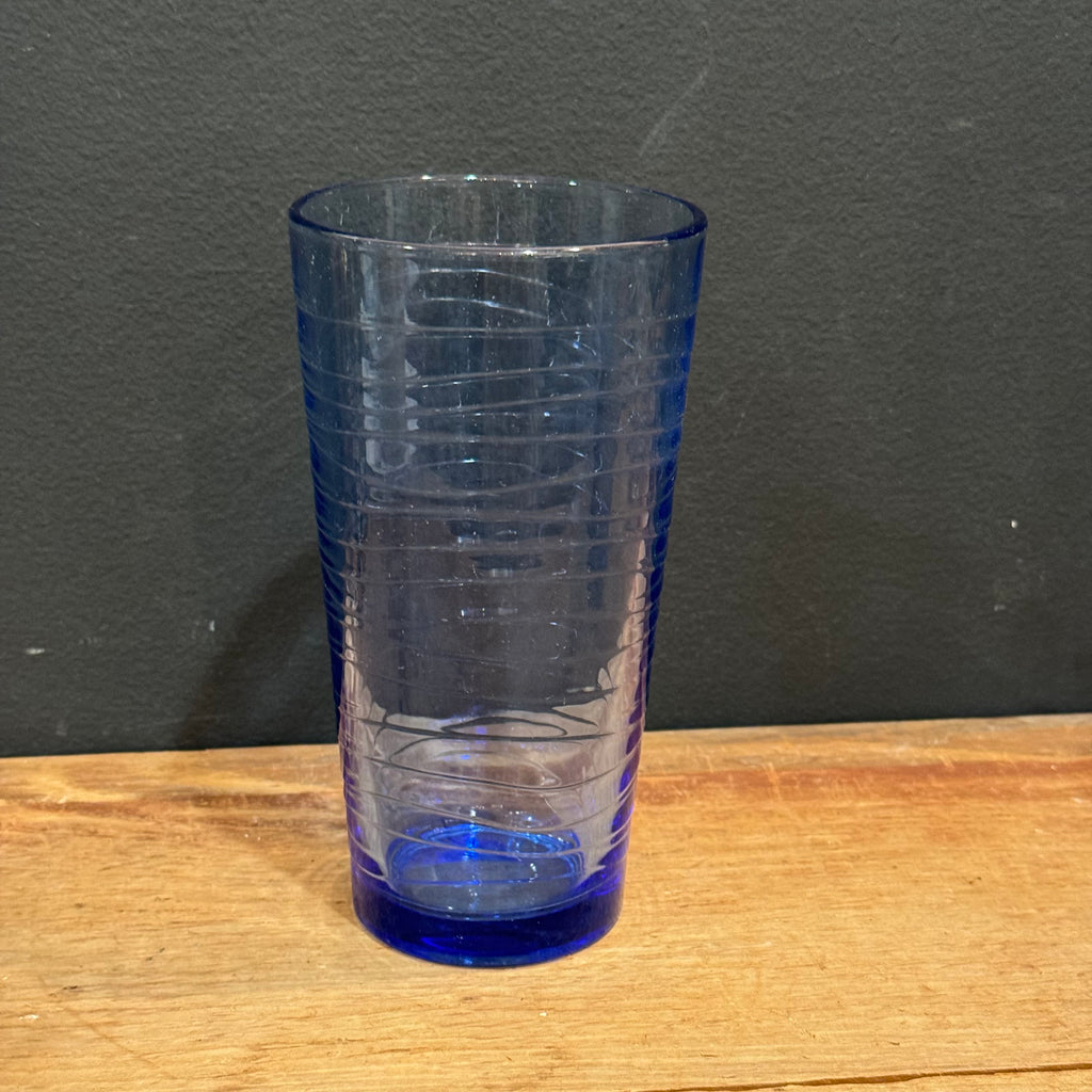 Vintage Cobalt Blue Optic Drinking Glasses – Set of 4