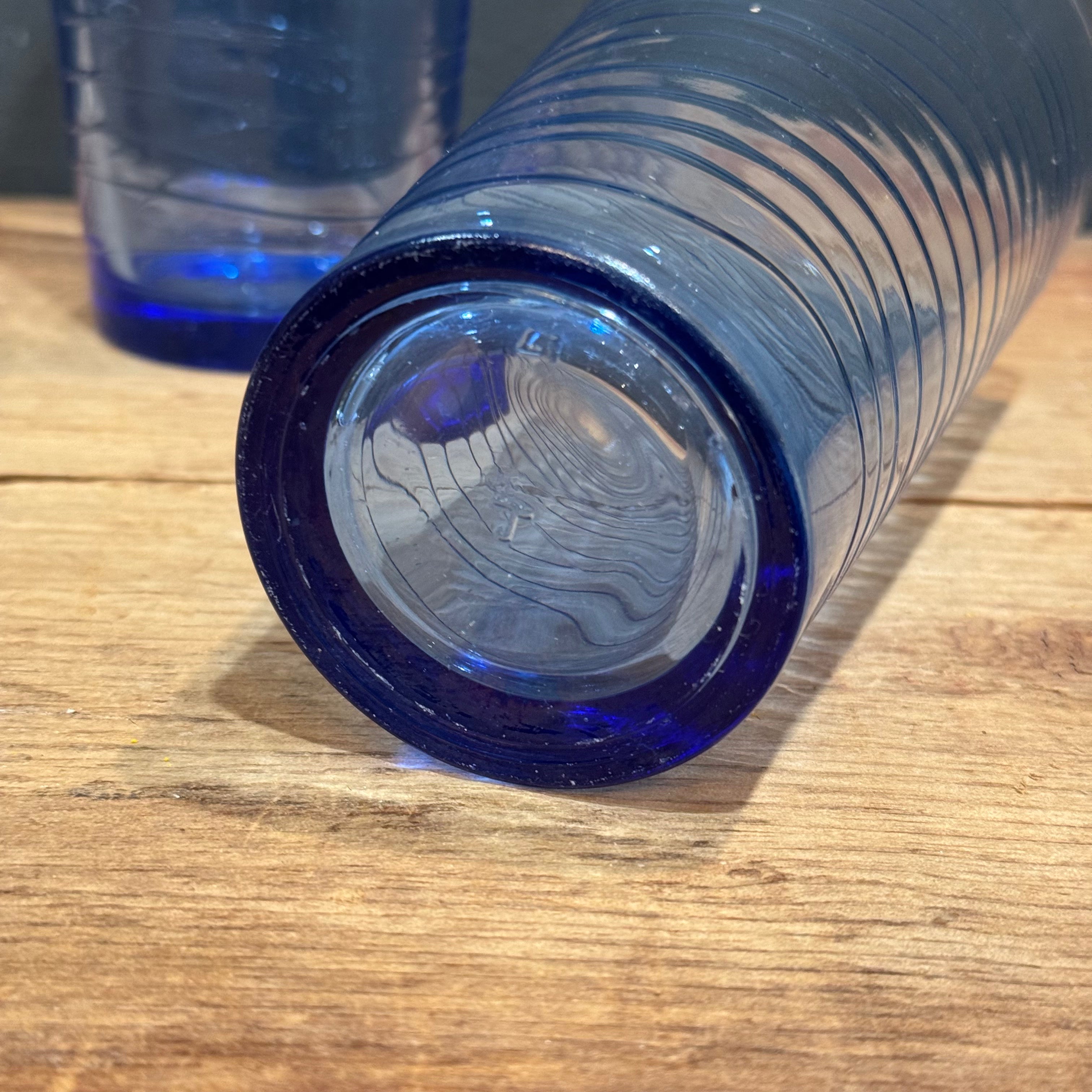 Vintage Cobalt Blue Optic Drinking Glasses – Set of 4