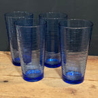 Vintage Cobalt Blue Optic Drinking Glasses – Set of 4