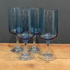 Vintage Fostoria Blue Stemmed Wine Glasses