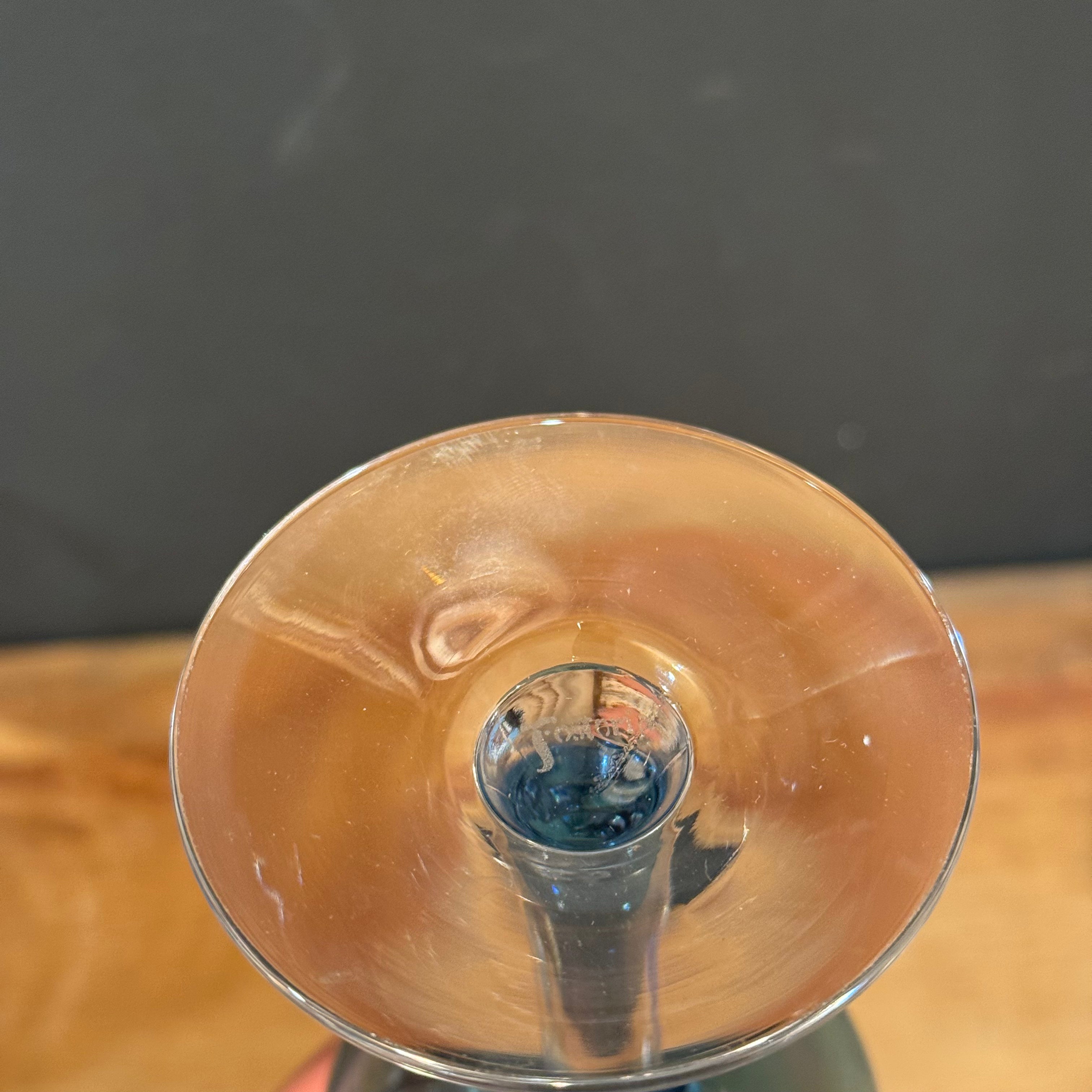 Vintage Fostoria Blue Stemmed Wine Glasses