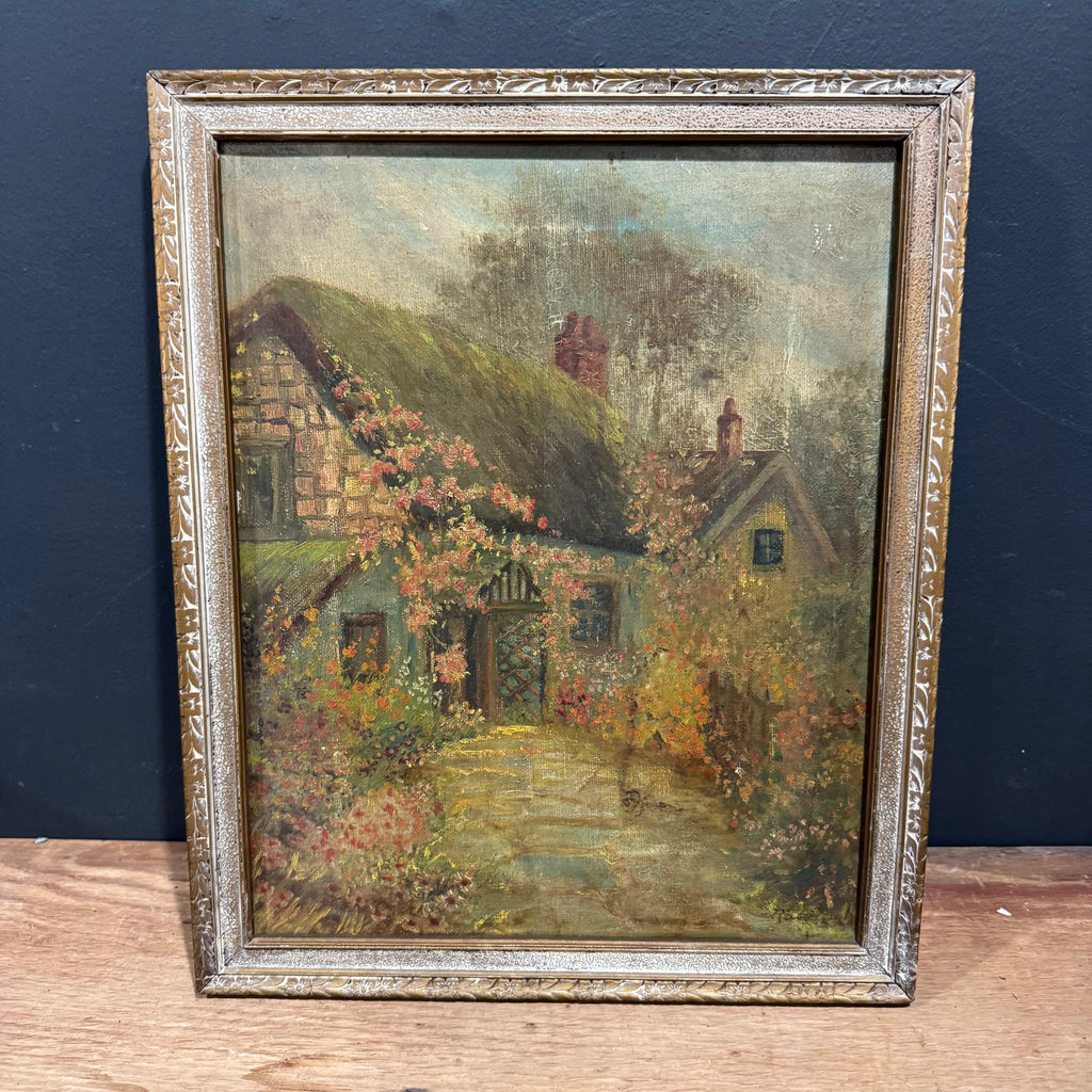 English Cottage Garden Oil Painting