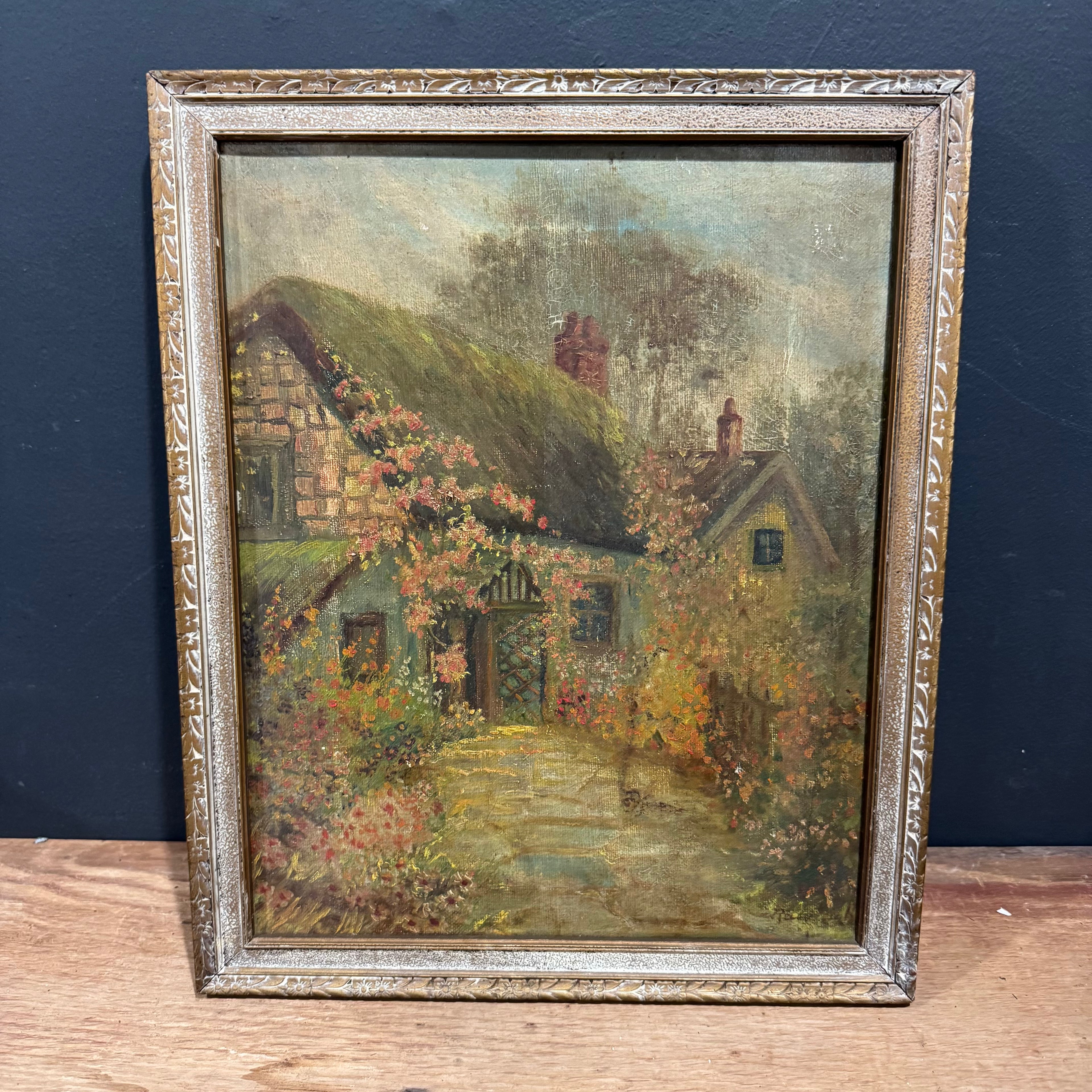 English Cottage Garden Oil Painting