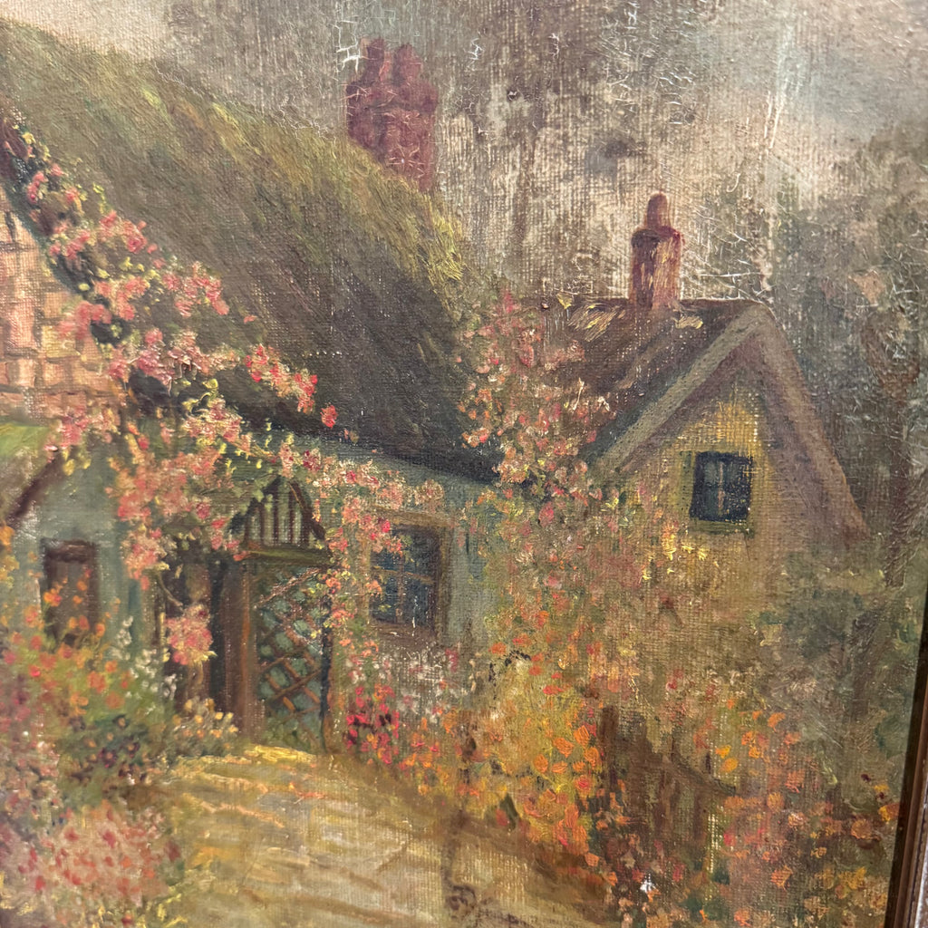 English Cottage Garden Oil Painting