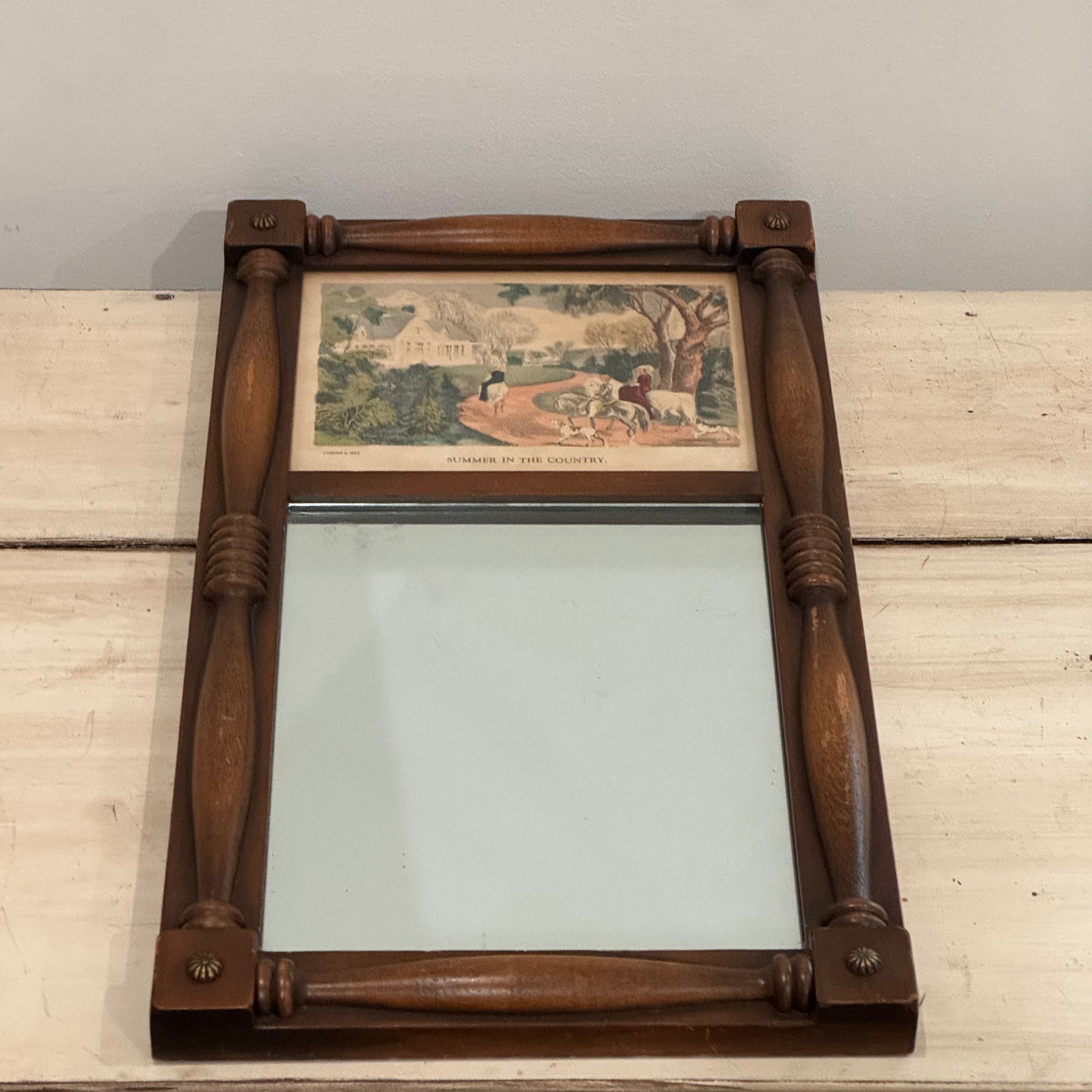 Vintage Wood Framed Wall Mirror