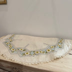 Vintage Hand Embroidered Linen Table Topper