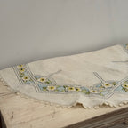 Vintage Hand Embroidered Linen Table Topper