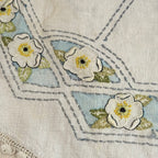 Vintage Hand Embroidered Linen Table Topper