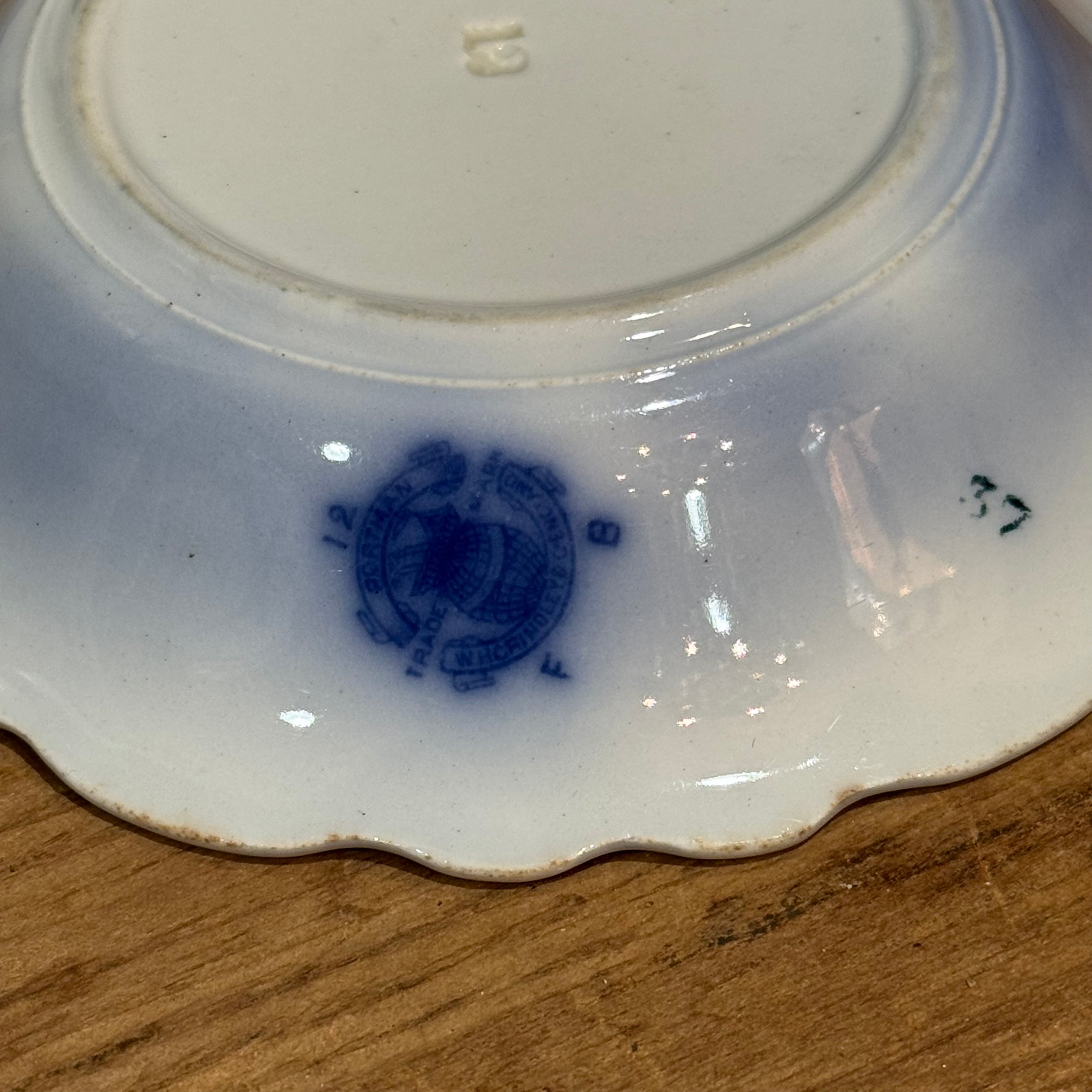 Vintage W.H. Grindley Flow Blue Berry Bowls - set of 10