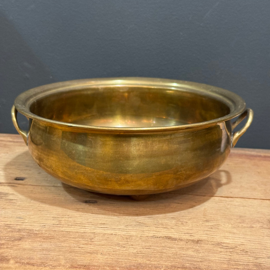Vintage Solid Brass Planter with Handles